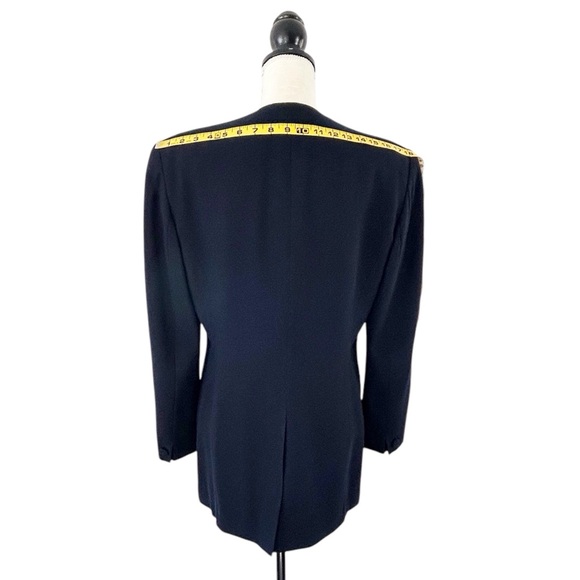 Jones New York Vintage 90s Navy Blue Wool Collarless Blazer Size 10 - Picture 4 of 10